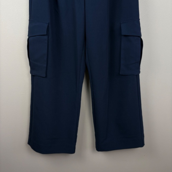 Abercrombie & Fitch Navy Wide Leg High Rise Cargo Trouser Pant - Size 30/10 - Picture 3 of 6